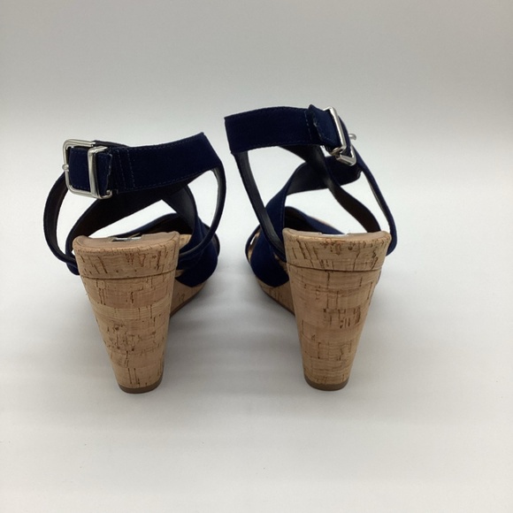 2102. INC Blue Velvet Strappy Cork Wedges NWOT Size 9M - Picture 3 of 4